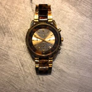 Michael Kors Tortoise Shell Watch Gold